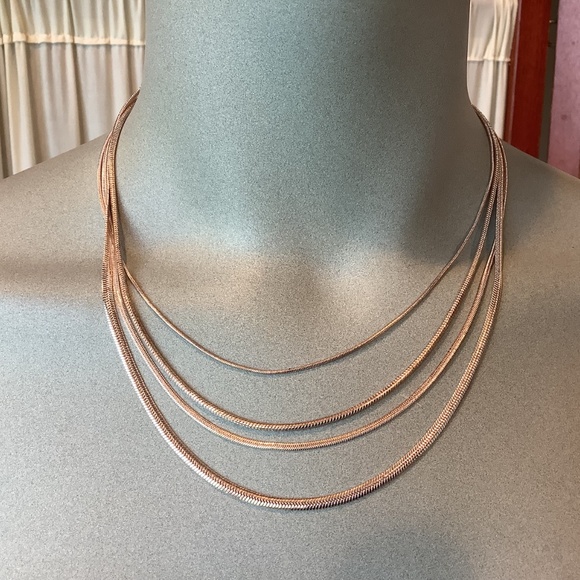 Lauren Conrad Multi String Rose Gold Tone Necklace NWT 16 Inch - Picture 2 of 8